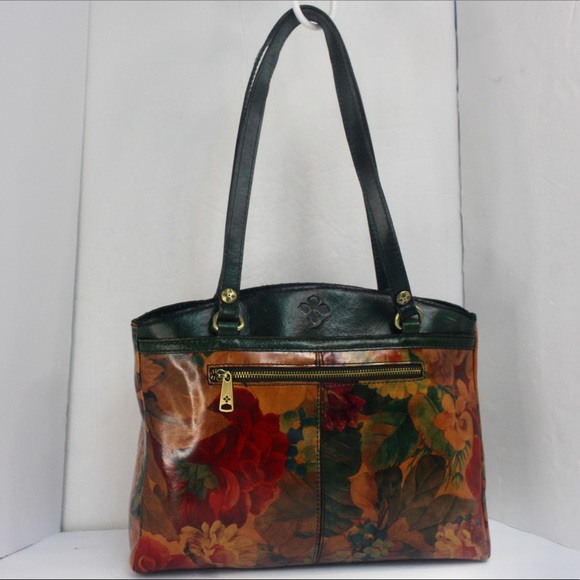 Patricia Nash poppy leather tote shoulder bag spring multi dark green - Picture 13 of 13